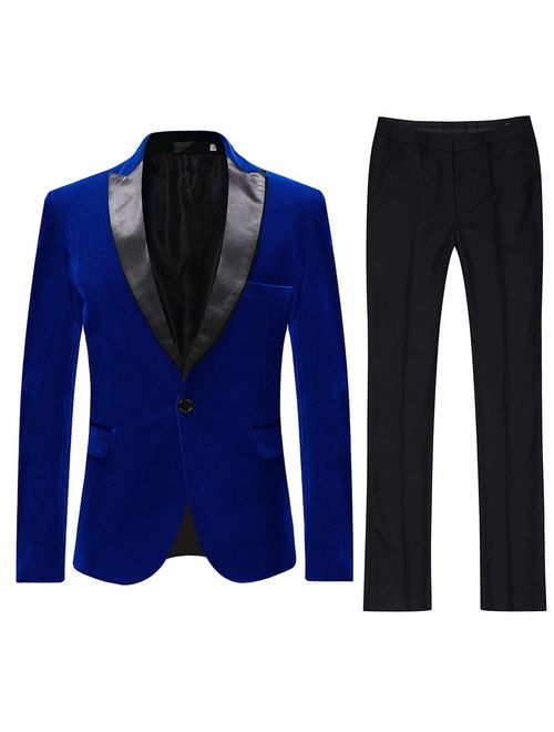 Cloudstyle Mens 2-Piece Suit Peaked Lapel One Button Tuxedo Slim Fit Dinner Jacket & Pants