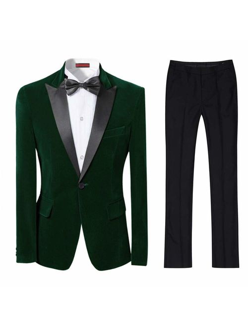 Cloudstyle Mens 2-Piece Suit Peaked Lapel One Button Tuxedo Slim Fit Dinner Jacket & Pants