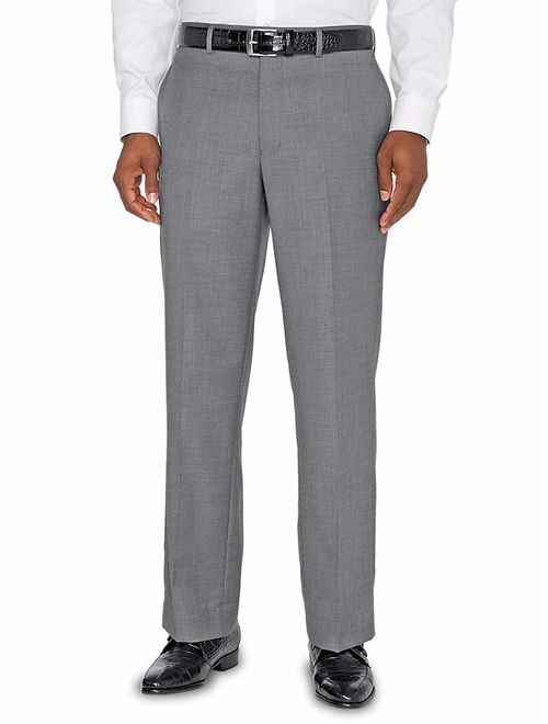 Paul Fredrick Men's Super 120s Sharkskin Flat Front Suit Pant