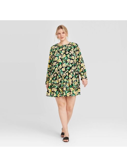 Women's Plus Size Floral Print Long Sleeve Mini Dress - Who What Wear