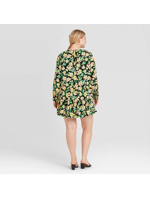 Women's Plus Size Floral Print Long Sleeve Mini Dress - Who What Wear