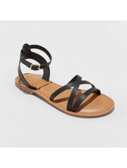 Women's Tillie Faux Leather Ankle Strap Sandals - A New Day