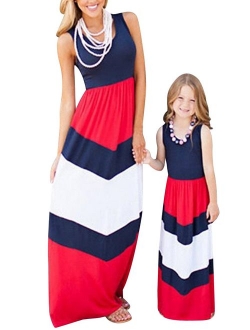 Bai You Mei Mommy And Me Dress Striped Print Tank Maxi Dress Family Clothes