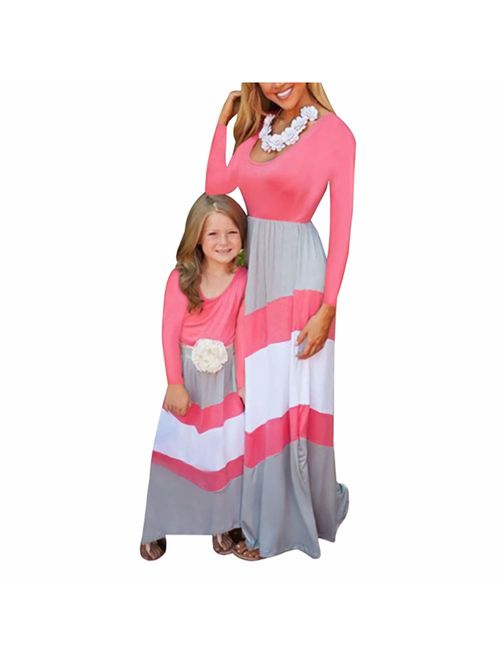 Bai You Mei Mommy And Me Dress Striped Print Tank Maxi Dress Family Clothes