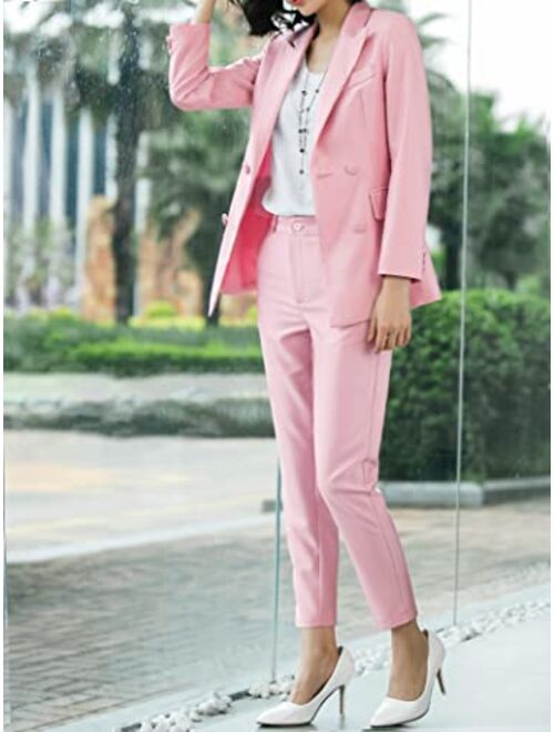 YUNCLOS Women's Elegant Business 2 Piece Office Lady Suit Set Work Blazer  Pant, Black, Small : : Clothing, Shoes & Accessories