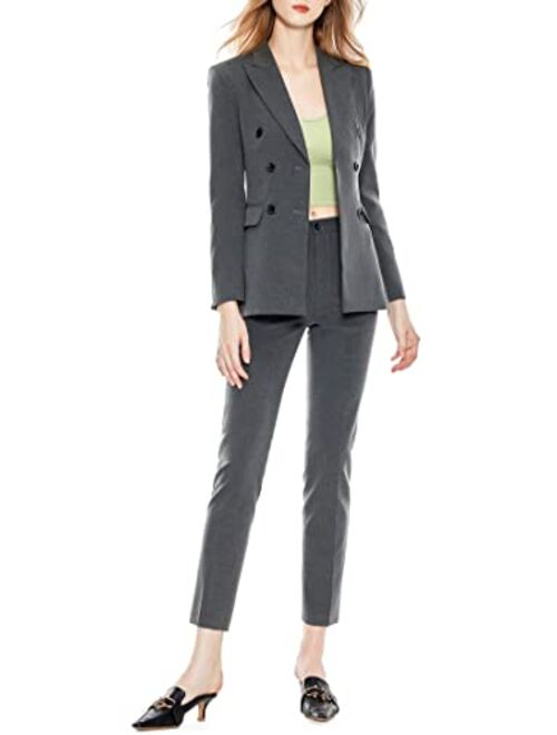 LISUEYNE Women's Two Pieces Blazer Office Lady Suit Set Work Blazer Jacket and Pant