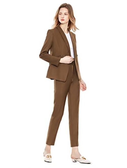 LISUEYNE Women's Two Pieces Blazer Office Lady Suit Set Work Blazer Jacket and Pant