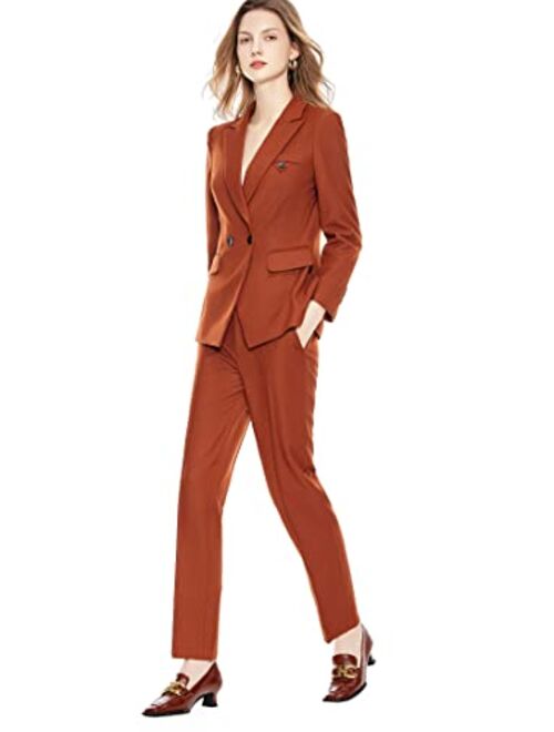 LISUEYNE Women's Two Pieces Blazer Office Lady Suit Set Work Blazer Jacket and Pant