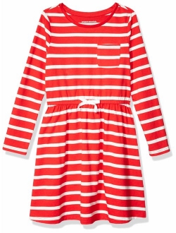 Girl's Long-Sleeve Elastic Waist T-Shirt Dress