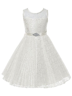 OLIVIA KOO Lovely Lace V-Neck Flower Girl Dress