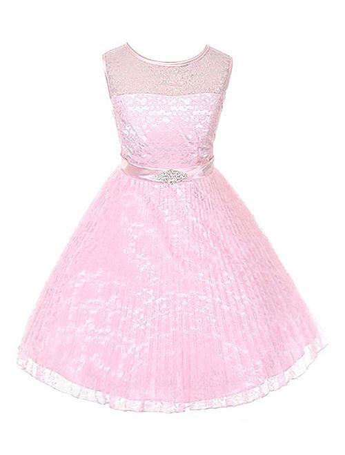 OLIVIA KOO Lovely Lace V-Neck Flower Girl Dress