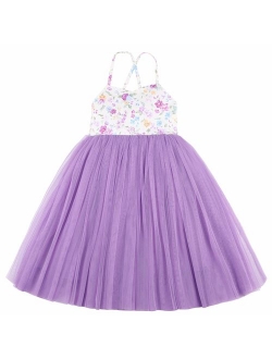 Flofallzique Baby Girls Dress Toddler Tutu Infant Floral Sundress Tulle Wedding Dress