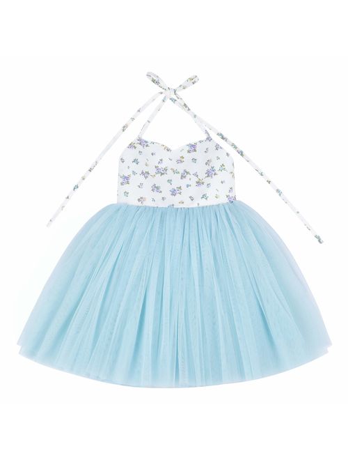 Flofallzique Baby Girls Dress Toddler Tutu Infant Floral Sundress Tulle Wedding Dress