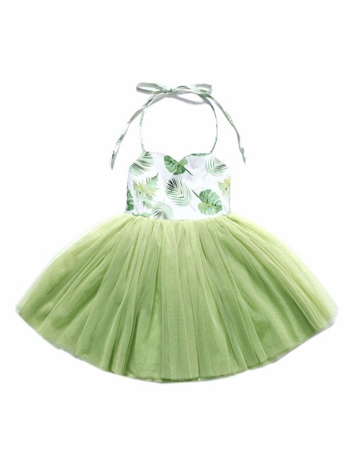 Flofallzique Baby Girls Dress Toddler Tutu Infant Floral Sundress Tulle Wedding Dress