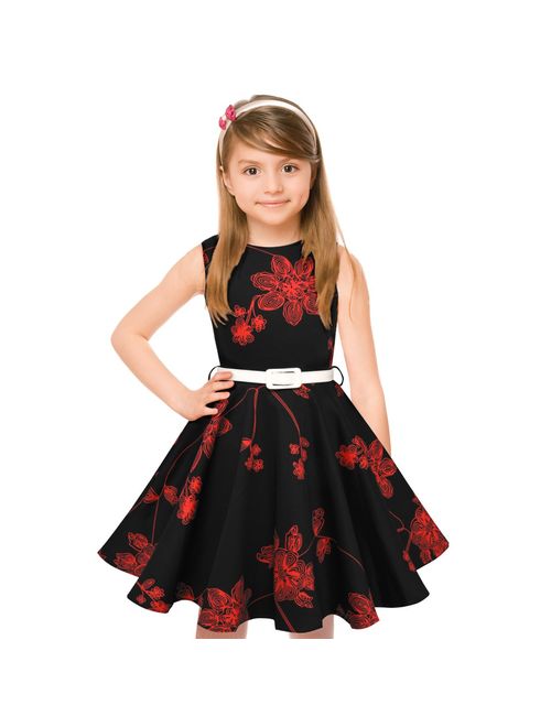 Girls 50s Vintage Swing Rockabilly Retro Sleeveless Party Dress for Occasion