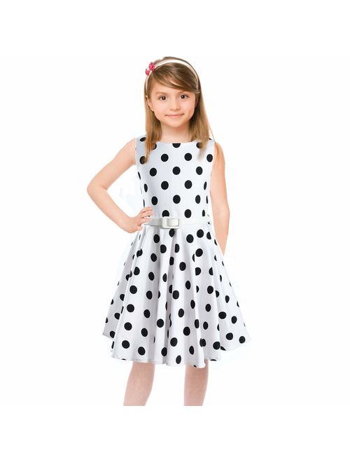 Girls 50s Vintage Swing Rockabilly Retro Sleeveless Party Dress for Occasion