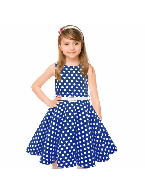 Girls 50s Vintage Swing Rockabilly Retro Sleeveless Party Dress for Occasion