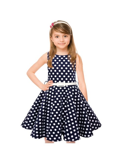 Girls 50s Vintage Swing Rockabilly Retro Sleeveless Party Dress for Occasion