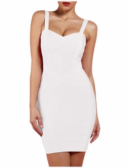 Women's Rayon Cute Mini Sleeveless Bodycon Club Party Bandage Strap Dress