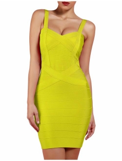 Women's Rayon Cute Mini Sleeveless Bodycon Club Party Bandage Strap Dress