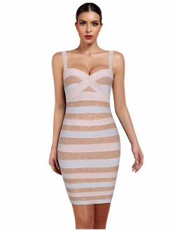 Women's Rayon Cute Mini Sleeveless Bodycon Club Party Bandage Strap Dress