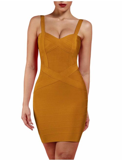 UONBOX Women's Rayon Cute Mini Sleeveless Bodycon Club Party Bandage Strap Dress