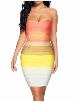 Madam Uniq Women's Sexy Strapless Rayon Bodycon Party Bandage Mini Dress