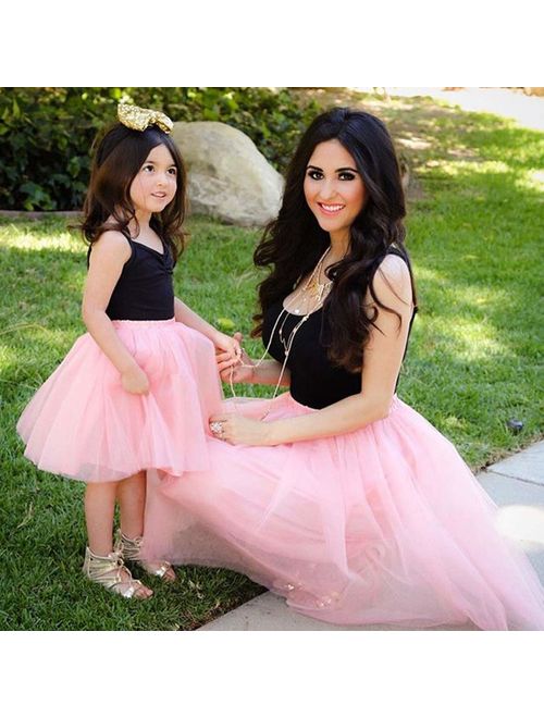 Family Matching Lace Tutu Dress Mommy and Me Sleeveless Knee Length Midi Dress Summer Outfits