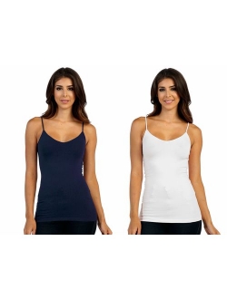 Kurve American Made V Neck Spaghetti Strap Basic Cami, UV Protective Fabric UPF 50+ (Made with Love in The USA)