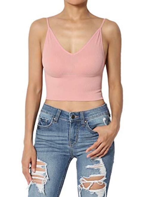 TheMogan Basic Simple Sport Casual Stretch Cotton Racerback Fitted Crop Tank Top