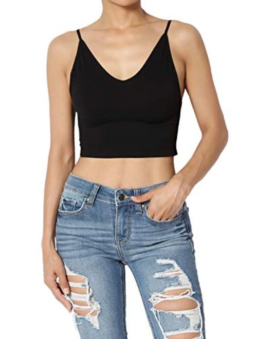 TheMogan Basic Simple Sport Casual Stretch Cotton Racerback Fitted Crop Tank Top