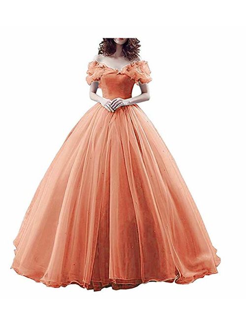 Datangep Women's Lace up Ball Gown Long Quinceanera Dress with Pleated Straps