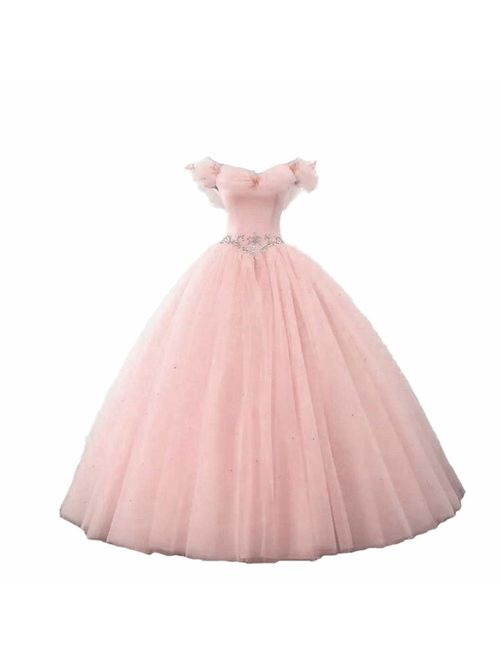 Datangep Women's Lace up Ball Gown Long Quinceanera Dress with Pleated Straps