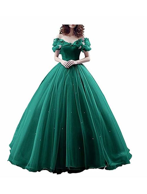 Datangep Women's Lace up Ball Gown Long Quinceanera Dress with Pleated Straps