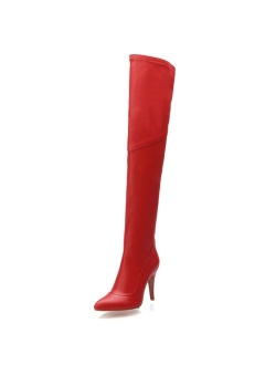 Shoe'N Tale Women Over The Knee High Stretchy Leather Thigh high Snow Boots