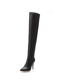 Shoe'N Tale Women Over The Knee High Stretchy Leather Thigh high Snow Boots