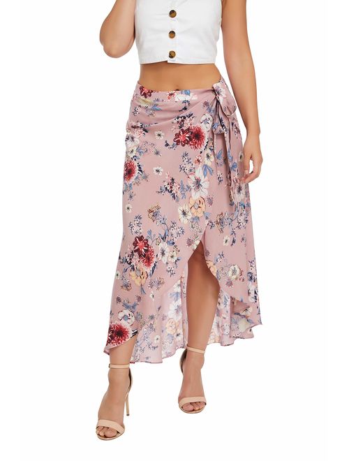 &harmony Women's Wrap Skirt - Ladies Asymmetrical Summer Skirt - Flowy, Bohemian Maxi Skirt