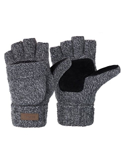 Winter Knitted Fingerless Gloves Convertible Wool Mittens Warm Glove Women & Men