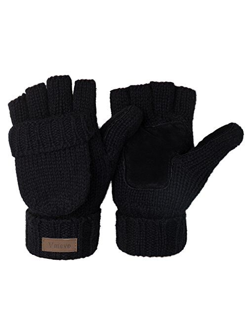 Winter Knitted Fingerless Gloves Convertible Wool Mittens Warm Glove Women & Men