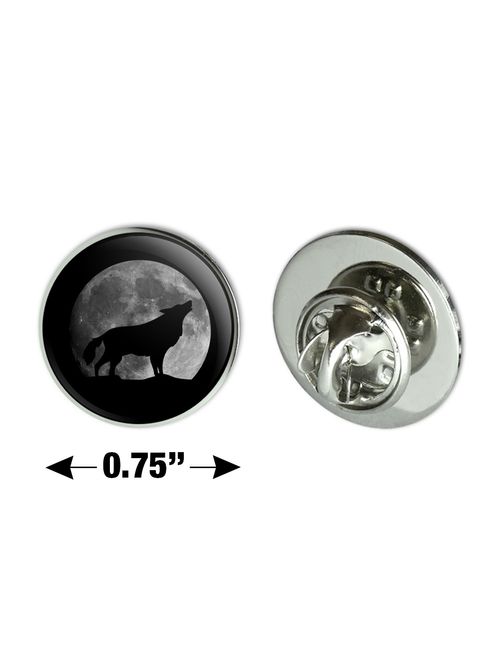 Wolf Howling Moon Silhouette Metal 0.75" Lapel Hat Pin Tie Tack Pinback