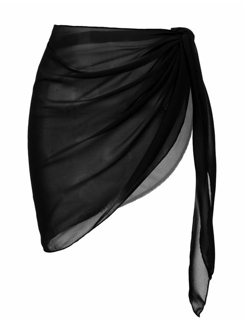 Ekouaer Womens Beach Short Sarong Sheer Chiffon Cover Up Soild Color Swimwear Wrap S-3XL