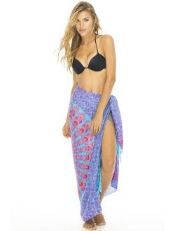 Back From Bali Womens Sarong Beach Swimsuit Bikini Cover up Wrap Peacock & Clip