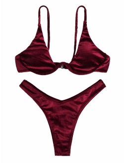 Women's Sexy Triangle Bathing Two Pieces Swimsuit Bikini Set