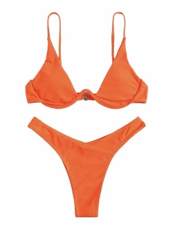 Women's Sexy Triangle Bathing Two Pieces Swimsuit Bikini Set