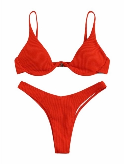 Women's Sexy Triangle Bathing Two Pieces Swimsuit Bikini Set