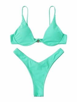 Women's Sexy Triangle Bathing Two Pieces Swimsuit Bikini Set