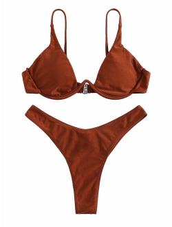 Women's Sexy Triangle Bathing Two Pieces Swimsuit Bikini Set