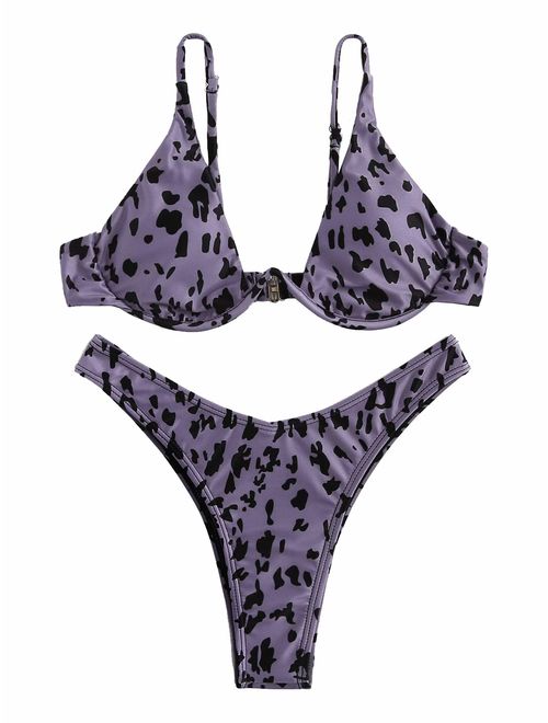 Verdusa Women's Sexy Triangle Bathing Two Pieces Swimsuit Bikini Set