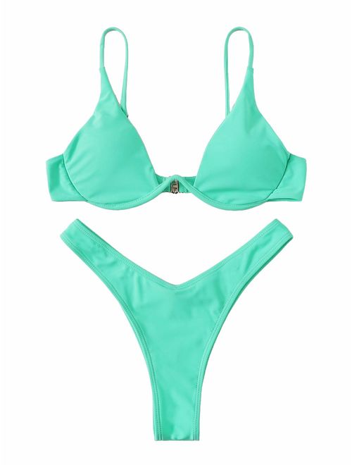 Verdusa Women's Sexy Triangle Bathing Two Pieces Swimsuit Bikini Set