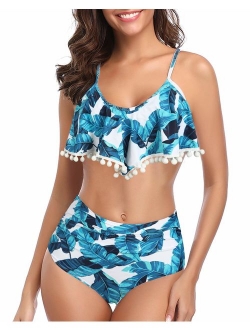 W YOU DI AN Women Falbala Bikini Set High Waisted Swimsuits Bottom Flounce Swimsuit Bathing Suit